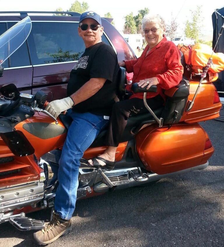 Grandma on a motorcycle living her Yum-Yum life.